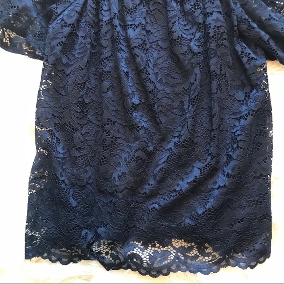 Xhilaration | Blue Lace Lined Cold Shoulder Top - Picture 3 of 7